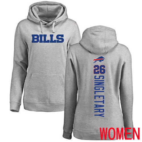 NFL Women Buffalo Bills #26 Devin Singletary Ash Backer Pullover Hoodie Sweatshirt->buffalo bills->NFL Jersey